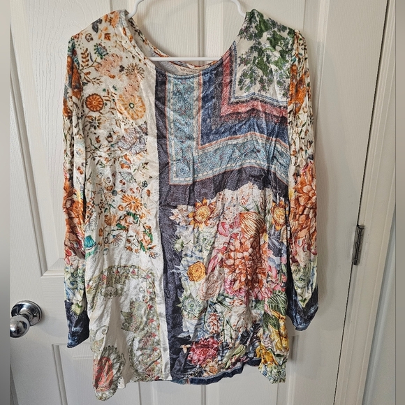 Soft Surroundings Ashbury Tunic Women Velvet Floral Boho Long Sleeve Size 1X - Picture 1 of 5